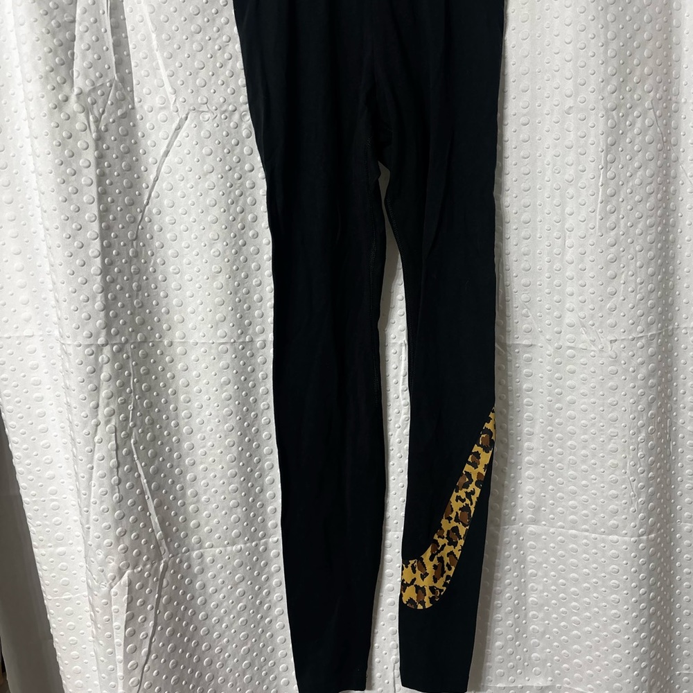 Nike Black Leggings with Leopard Print Swoosh